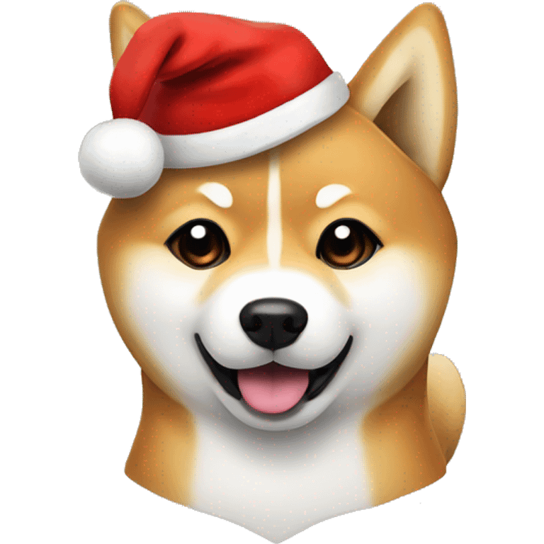 Cute Shiba Inu with christmas hat emoji