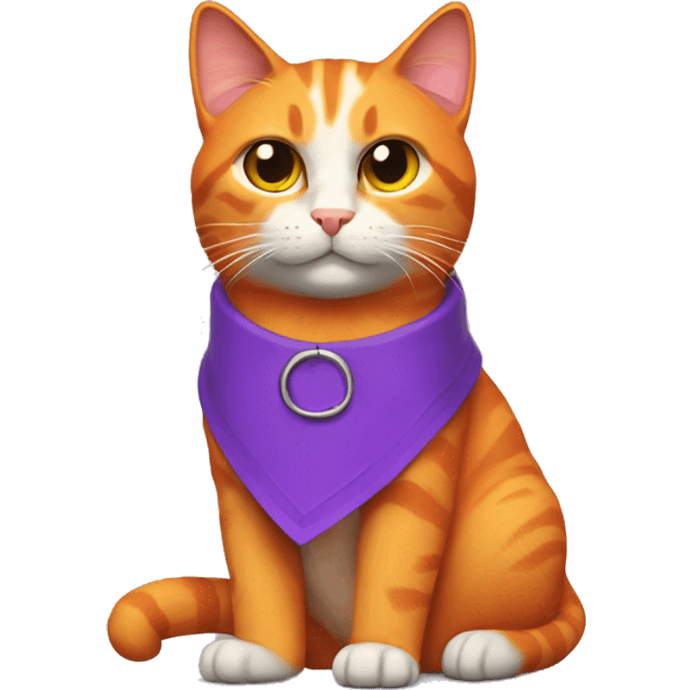 An orange hooligan cat with a purple collar emoji