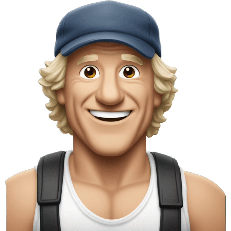 Brian Johnson in the 80 with cap and smile emoji