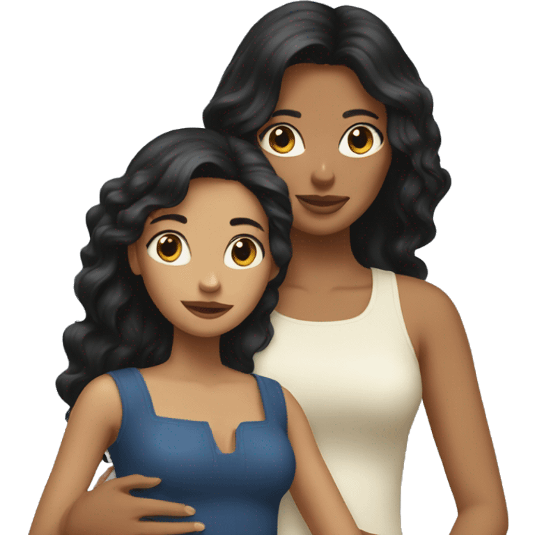 A black hair woman holding a blonde girl  emoji