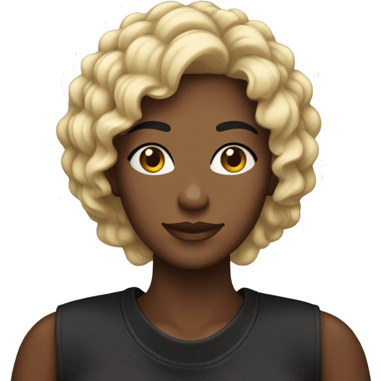 Mulher com franjinha e cabelo preto emoji