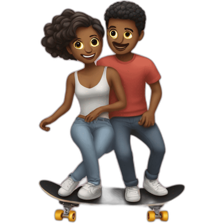 Two lovers on skateboard emoji