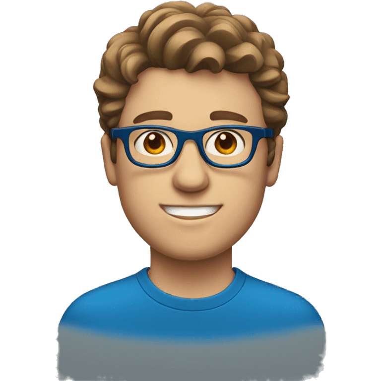 white guy with wavy short brown hair and blue glasses emoji