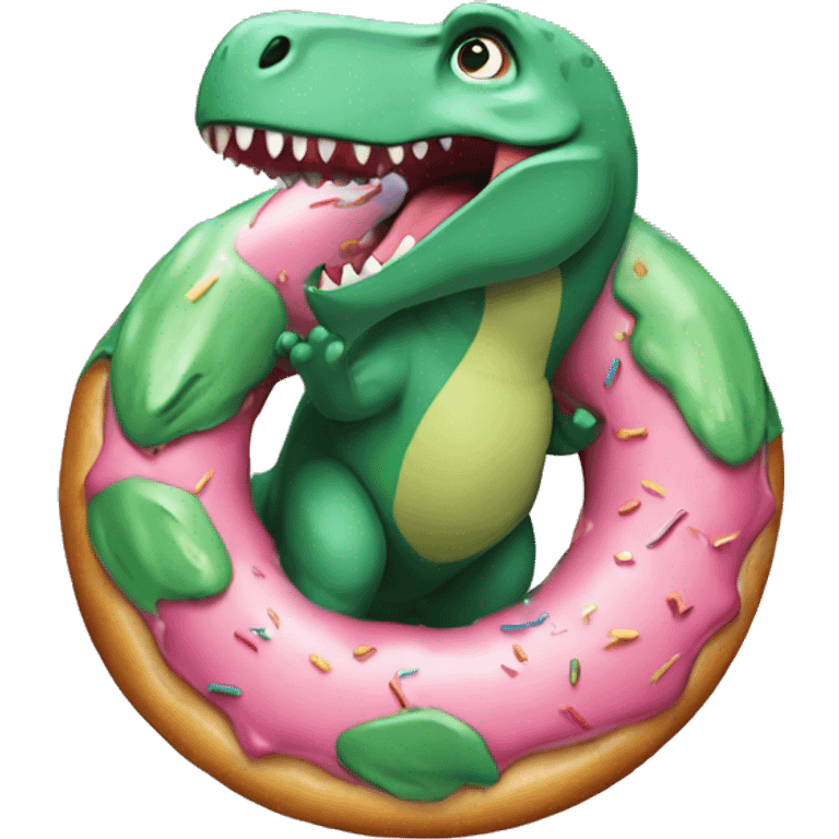 Dinosaur in a doughnut ring  emoji