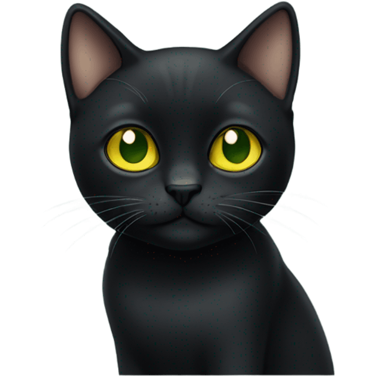 black shorthair cat with green-yellow eyes  emoji