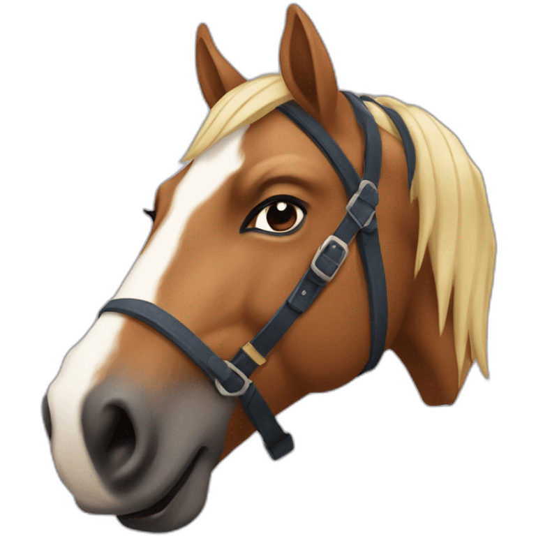 Cara de caballo burlándose emoji