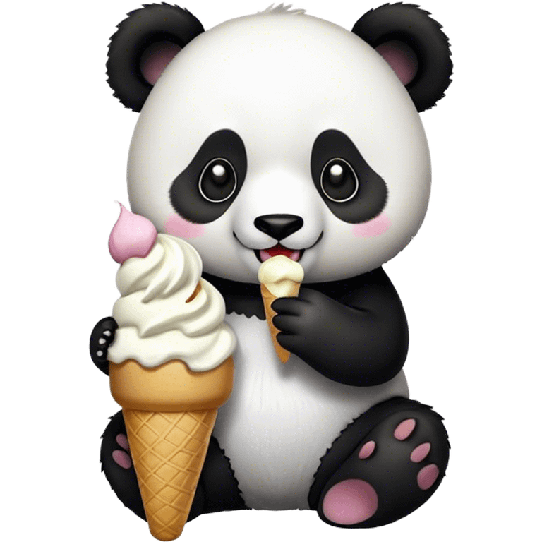 Panda eating ice cream emoji