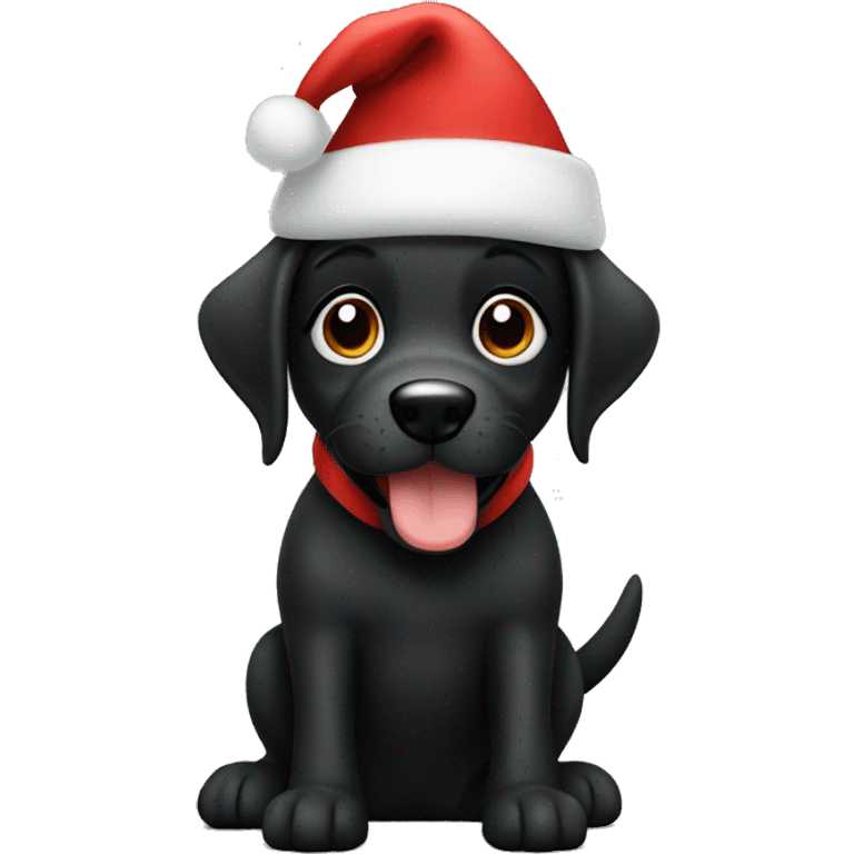 black dog puppy with thumbs up and a santa hat emoji