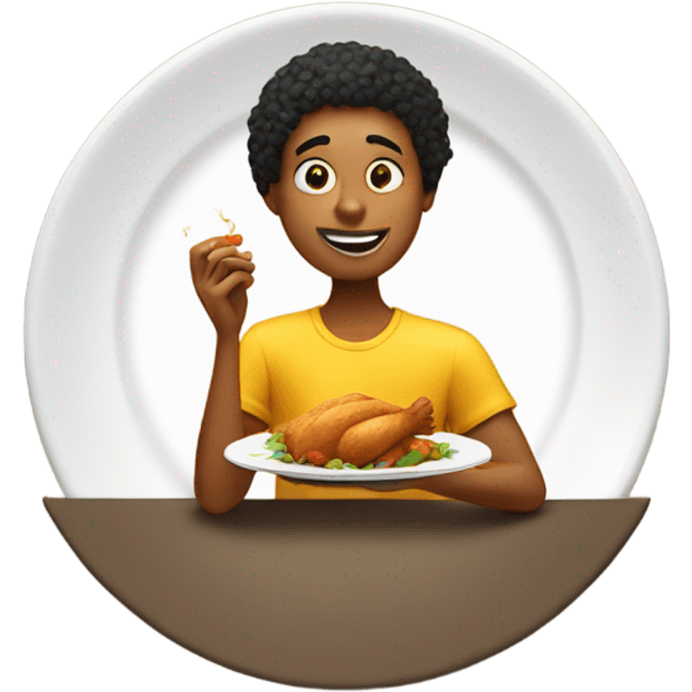 Person eating chicken emoji