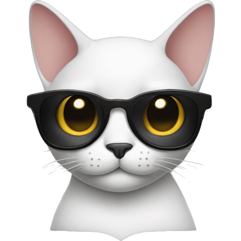 black cat in white short-sleeved shirt with sunglasses on a head emoji