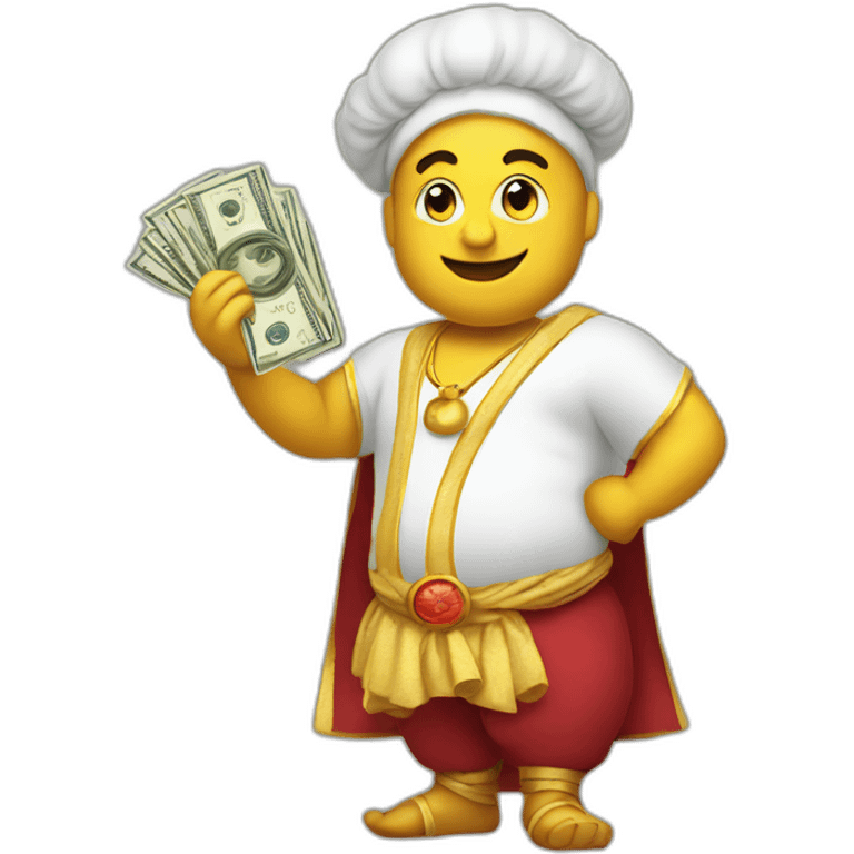 genie holding the big stack of money emoji