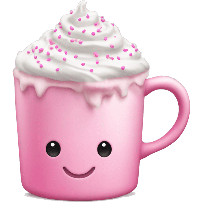 Pink mug with white whip cream and pink sprinkles on top emoji