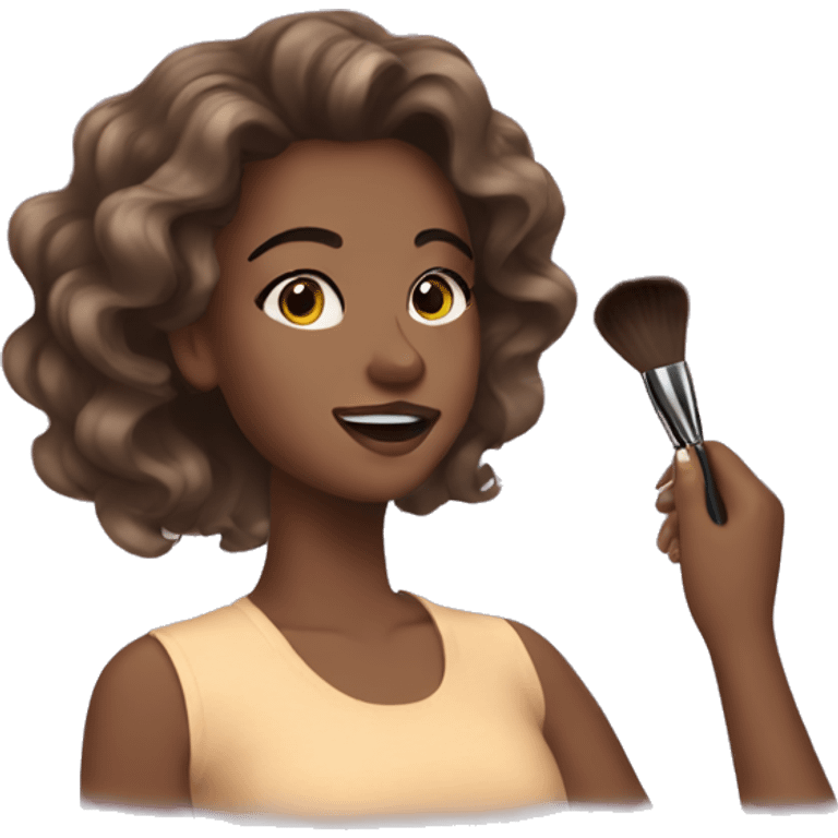 Wavy hair girl doing makeup emoji