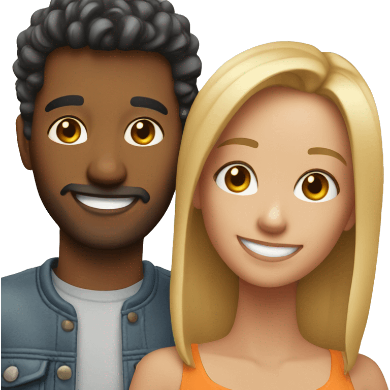 smiling couple in selfie shot emoji