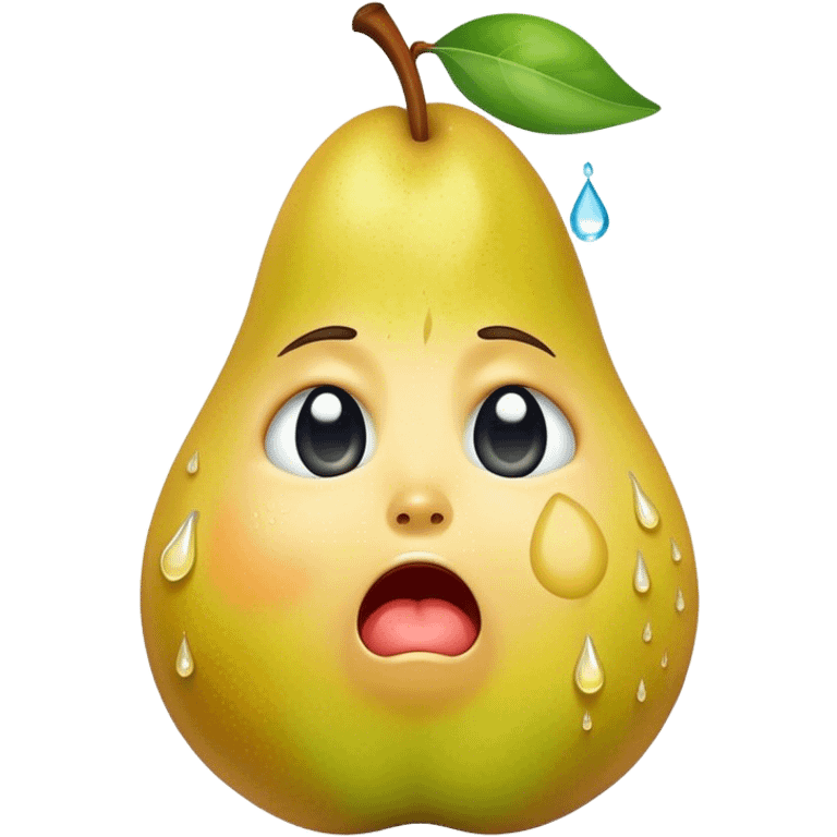 A pear crying emoji