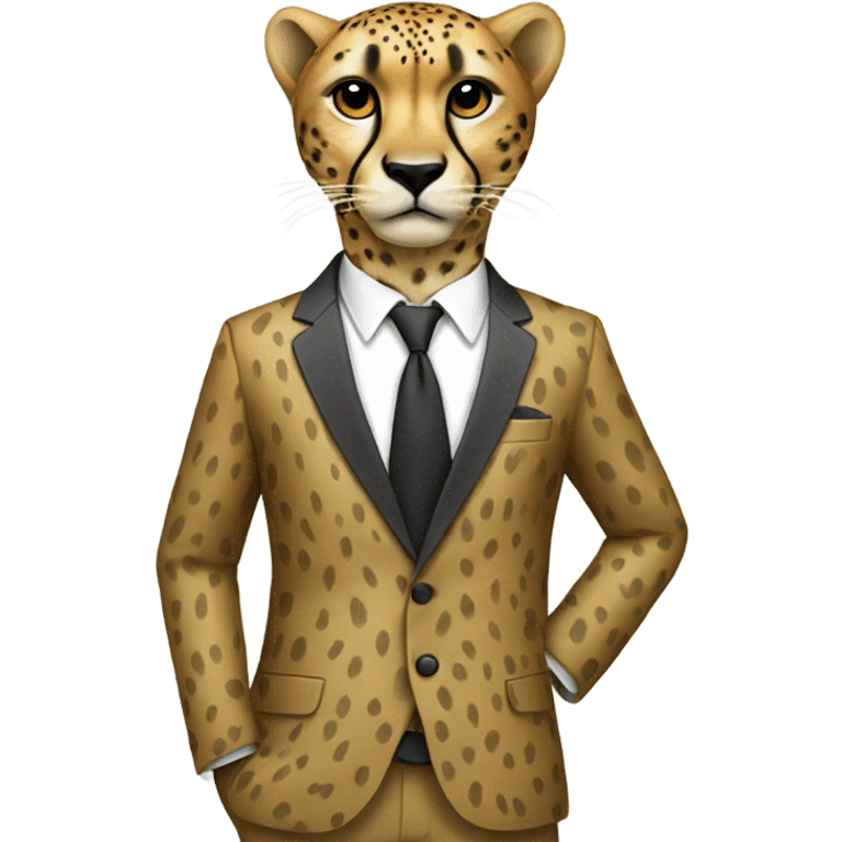 Cheetah wearing a suit emoji