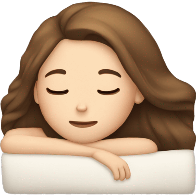 Girl with fair skin and brown long hair sleeping emoji