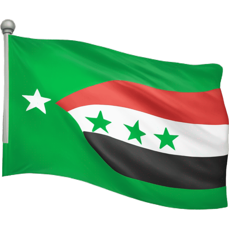 Free Syrian Flag with green on top and 3 red stars in middle emoji