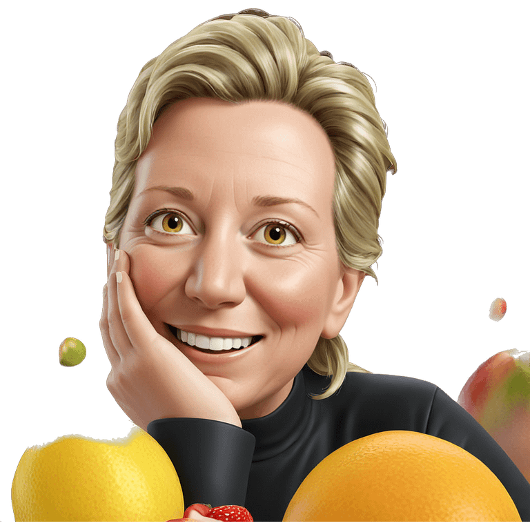 smiling woman enjoying fruit emoji