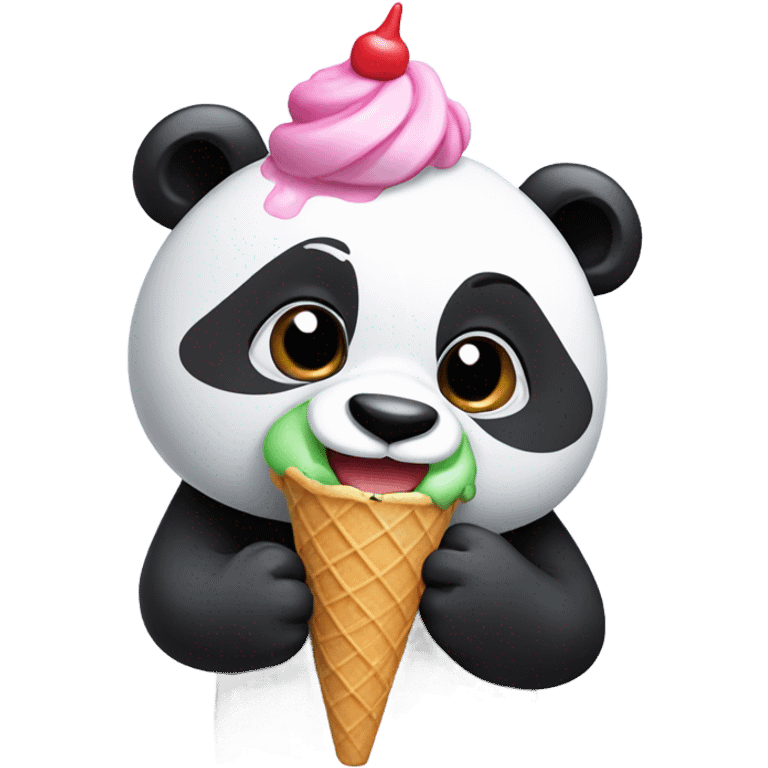 Panda eating ice cream emoji