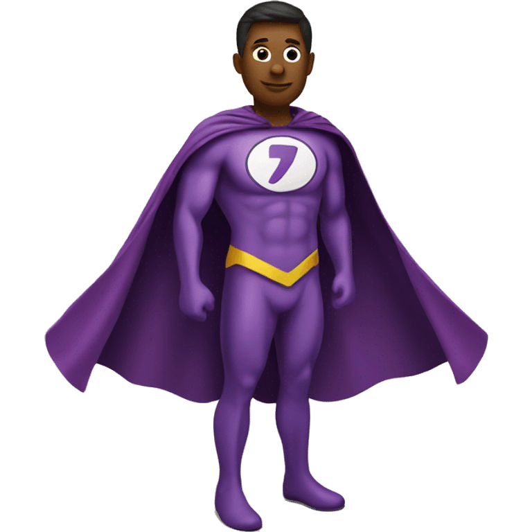 Superhero on the eggplant emoji with a cape emoji