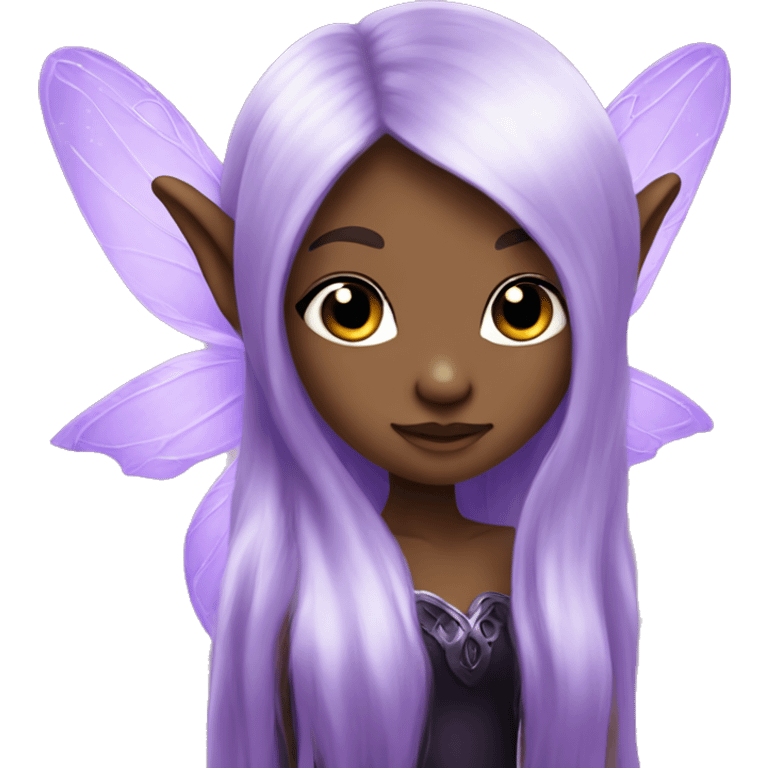 cute lilac black elf fairy with long hair emoji