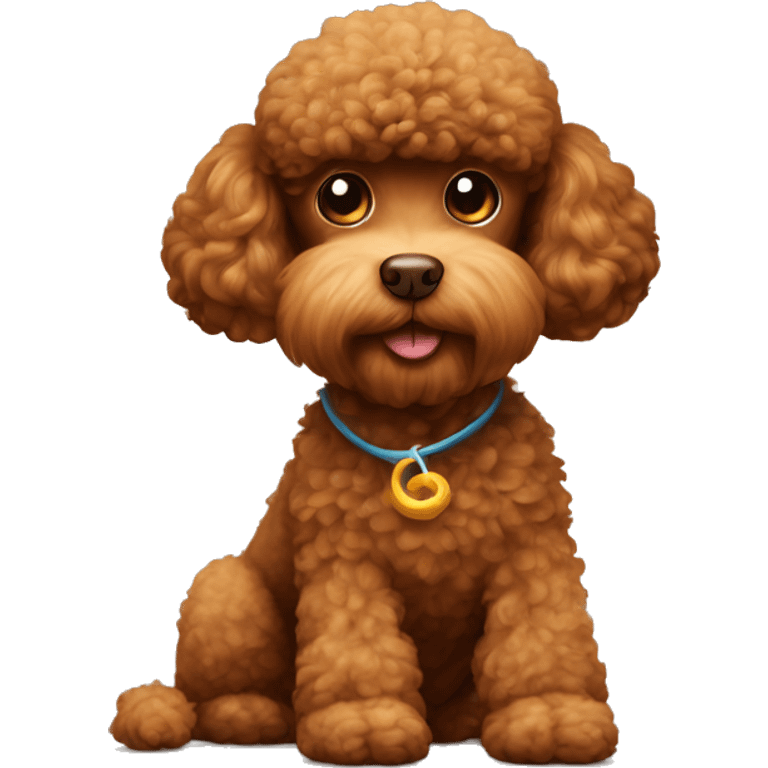 Brown poodle with a monkey on his backe emoji