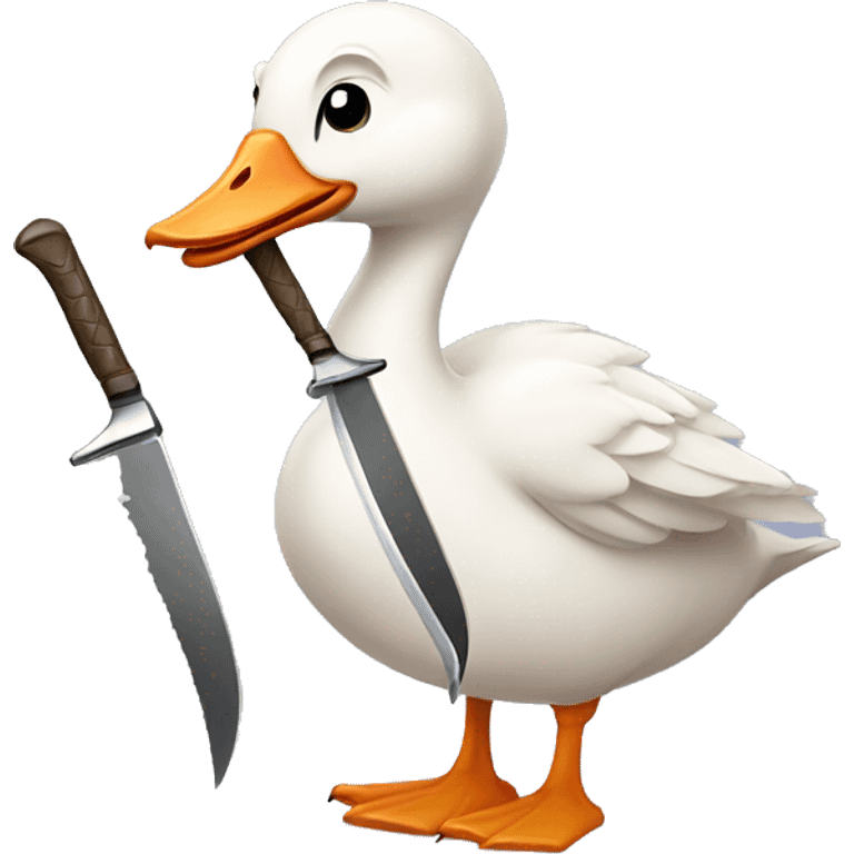 a goose holding two knives emoji