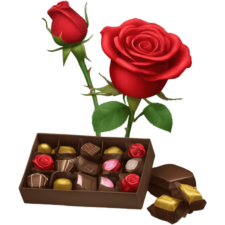 Red rose and chocolates  emoji