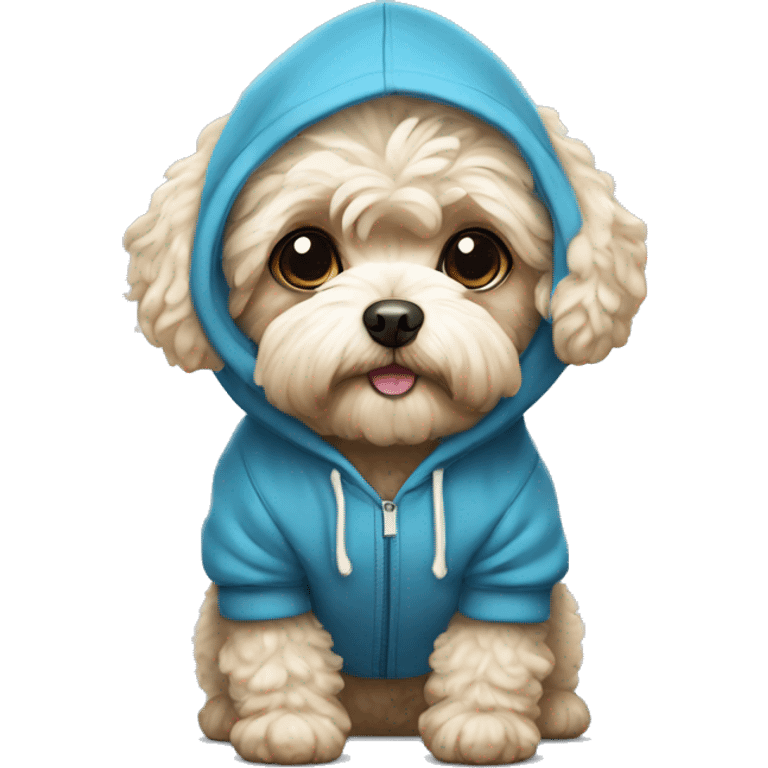 Maltipoo wearing hoodie emoji