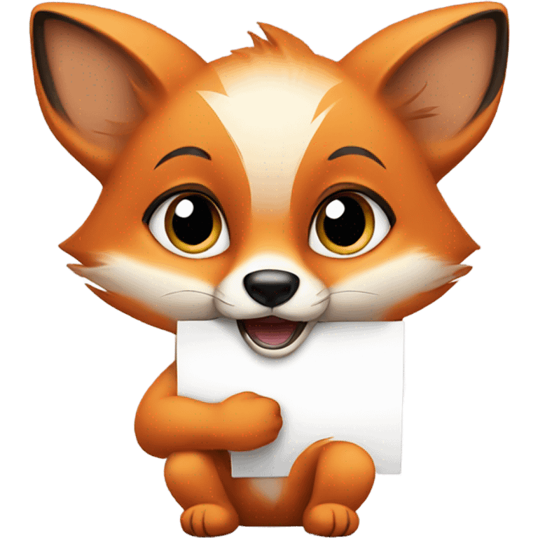 Baby fox with a blank sign emoji