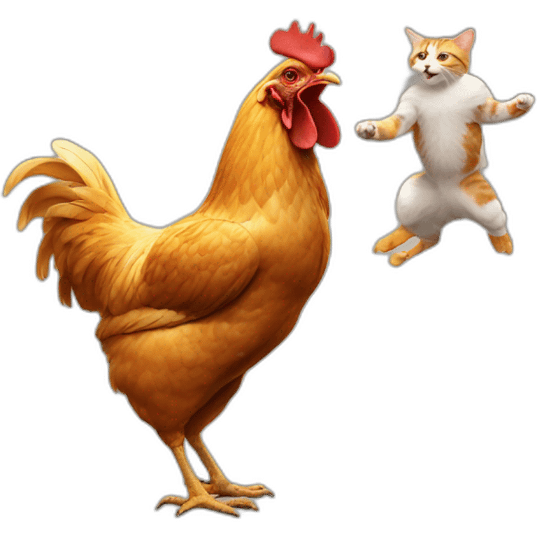 a chicken slapping a cat emoji