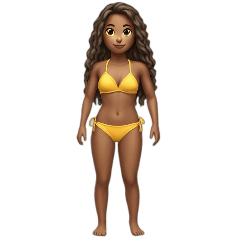 realistic small bikini girl full body low angle view from front emoji