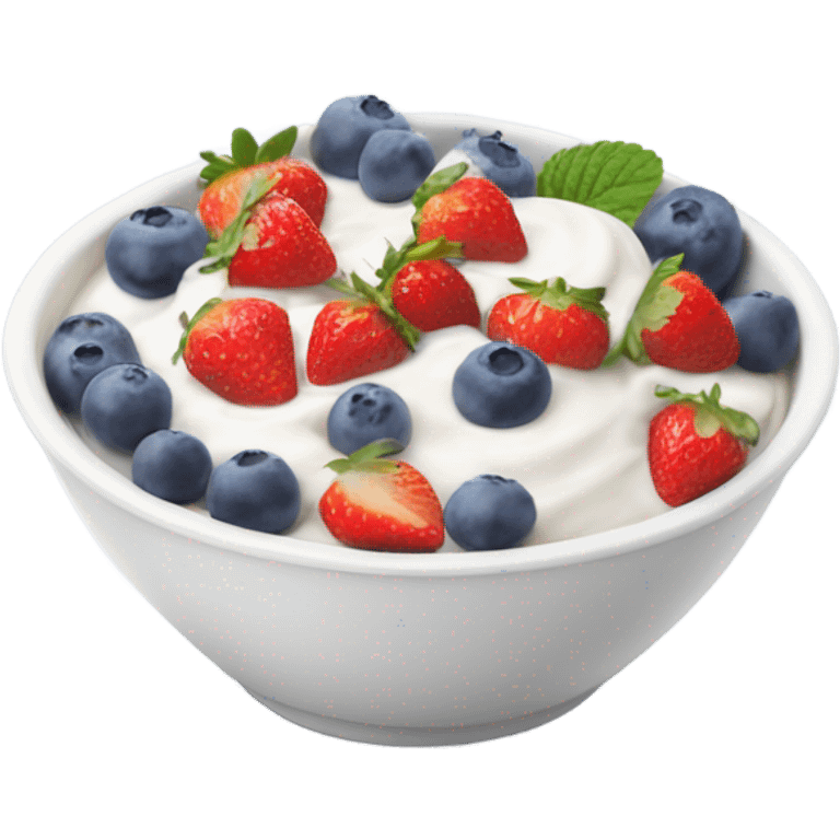 yoghurt bowl with blueberries and strawberries emoji