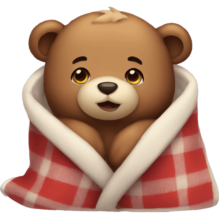 cute bear cozy in blanket emoji