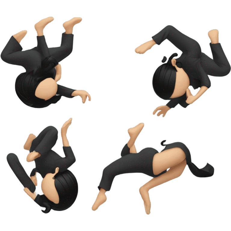 Backflip woman black hai emoji