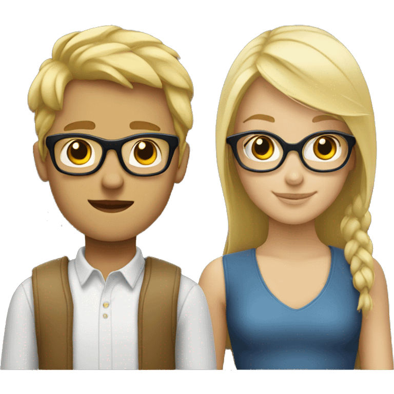 blonde girl and blonde boy with glasses emoji