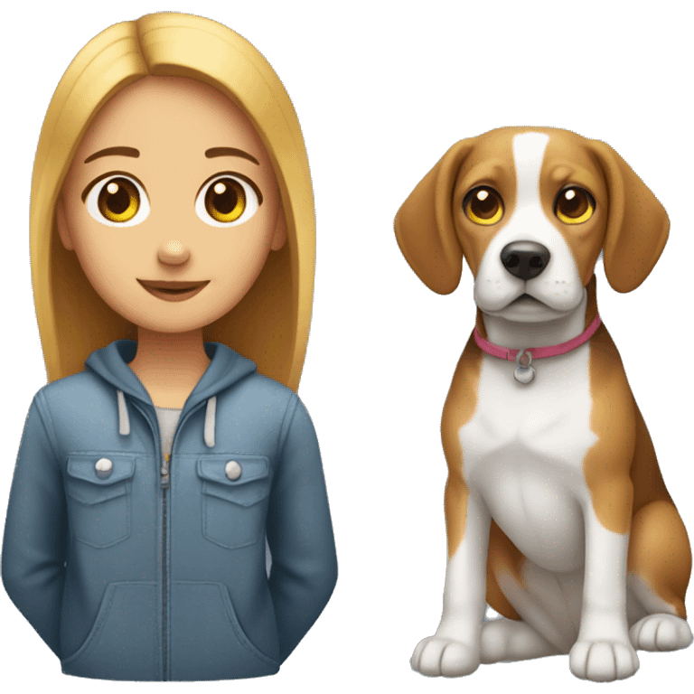 A girl whit a beagle  emoji