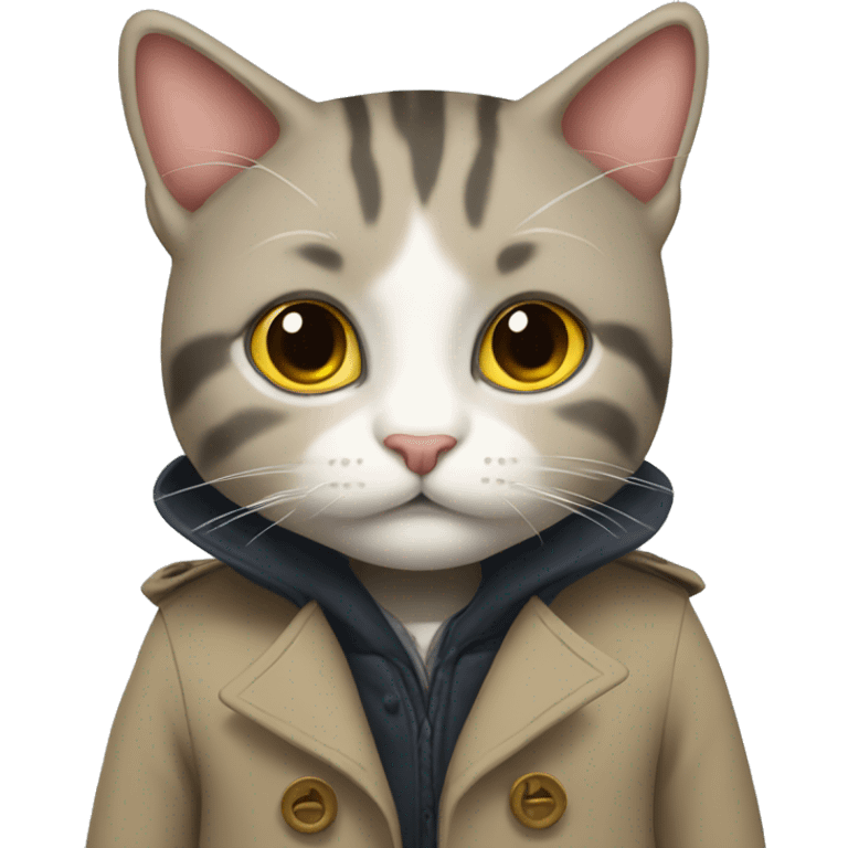 curious cat with a trench coat emoji