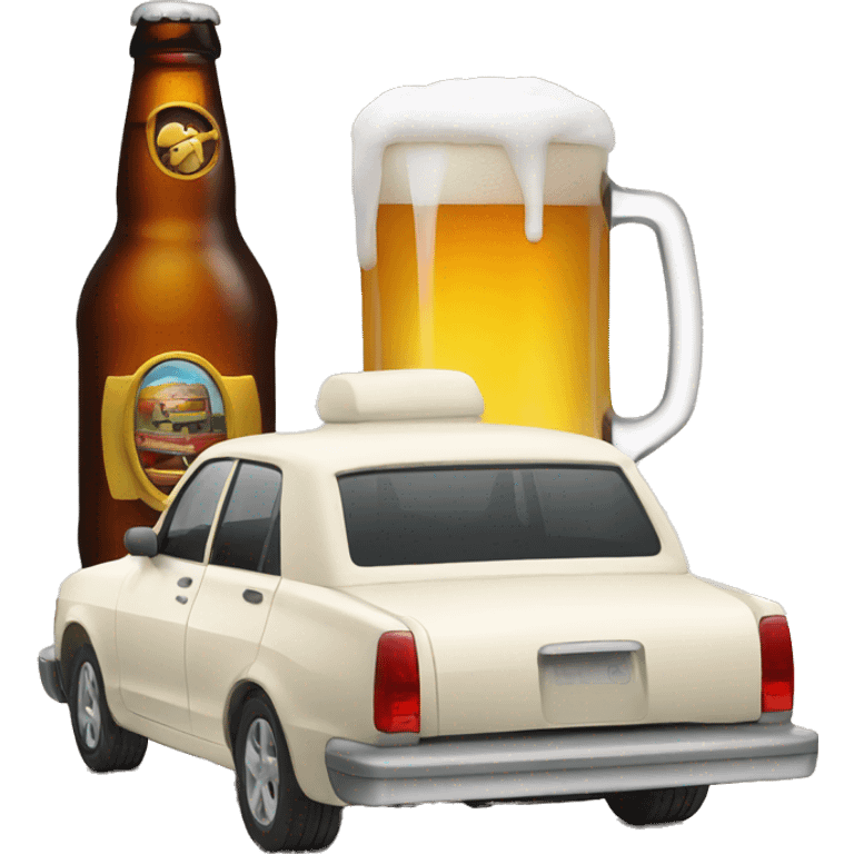 Beer and a car emoji