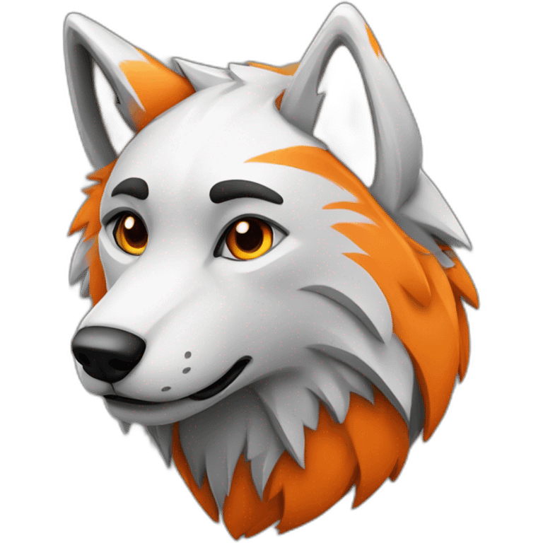 Mascotte de loup au foot en orange et noir emoji