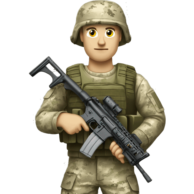 Caucasian marine in camouflage holding a M16 emoji