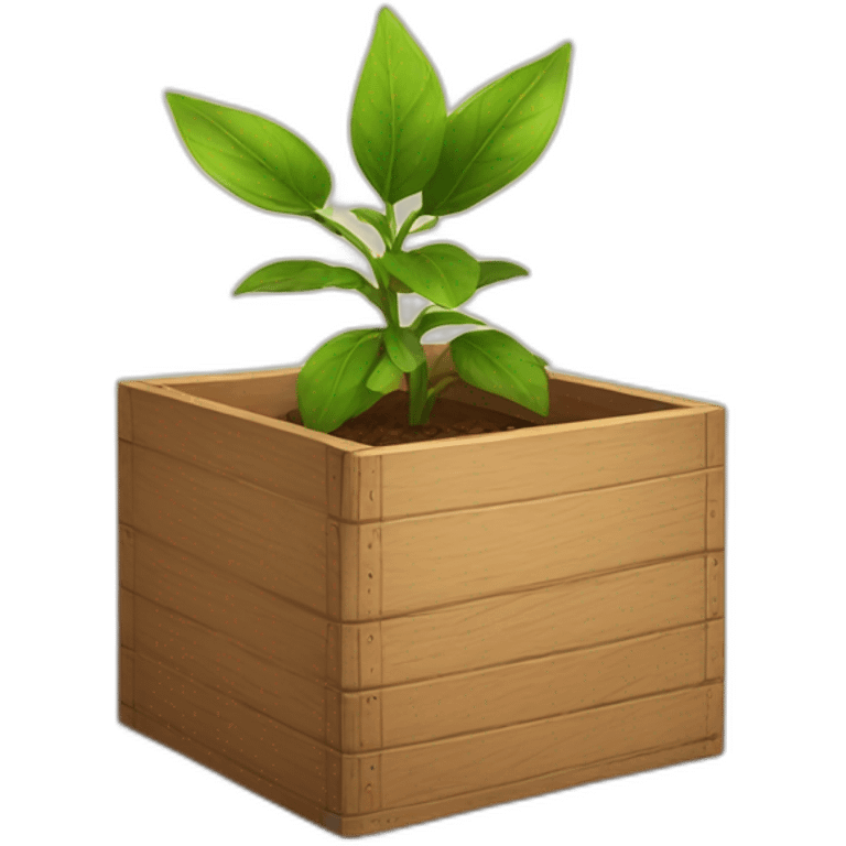 plant in a wooden brown box emoji