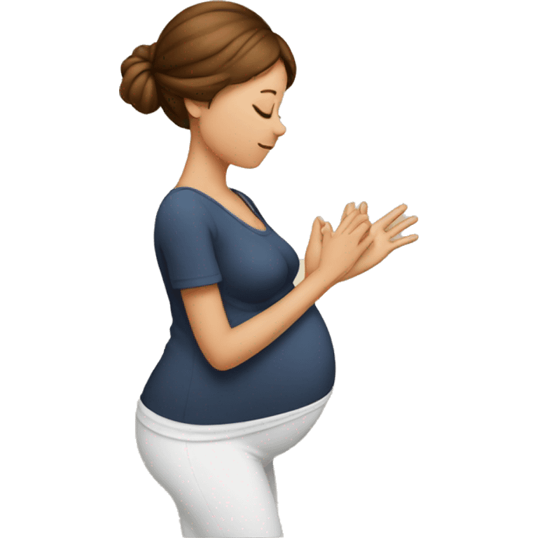 pregnant woman making an x with her hands emoji