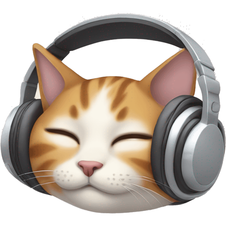 Cat wearing headphone is sleeping emoji