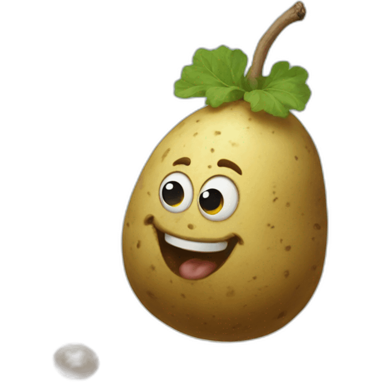 surreal painting of Happy little spud potato bouncing emoji