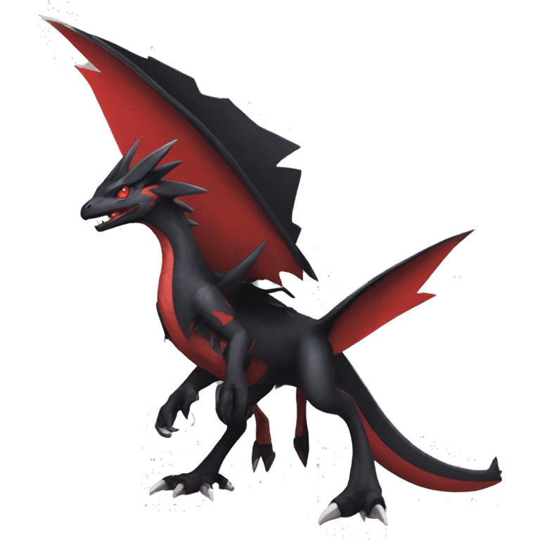 cool edgy black and red Dark-type nargacuga Pokémon full body emoji