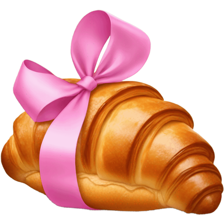 croissant with a pink ribb emoji