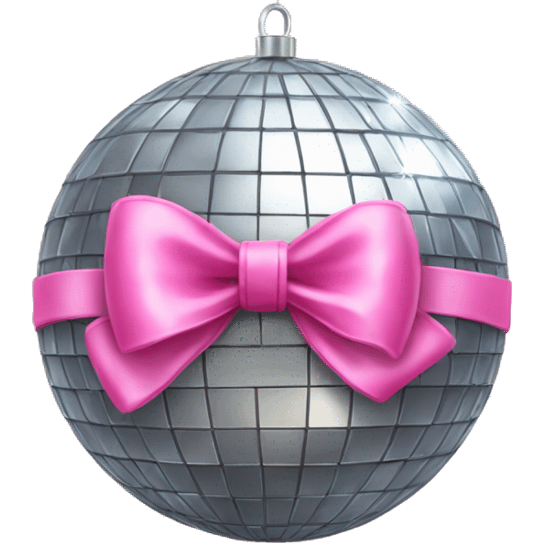 Disco ball with pink bow  emoji