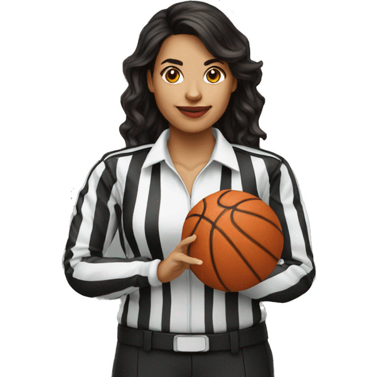 hispanic female referee holding basketball card emoji